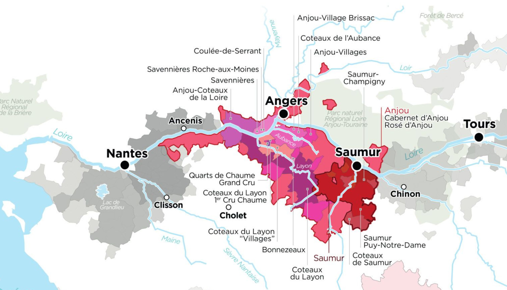 Plan des vignobles de Saumur